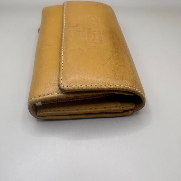 VTG Coach Leatherware Wallet Cardholder Tan Zip Trifold Carabiner  Y2K - Picture 3 of 16